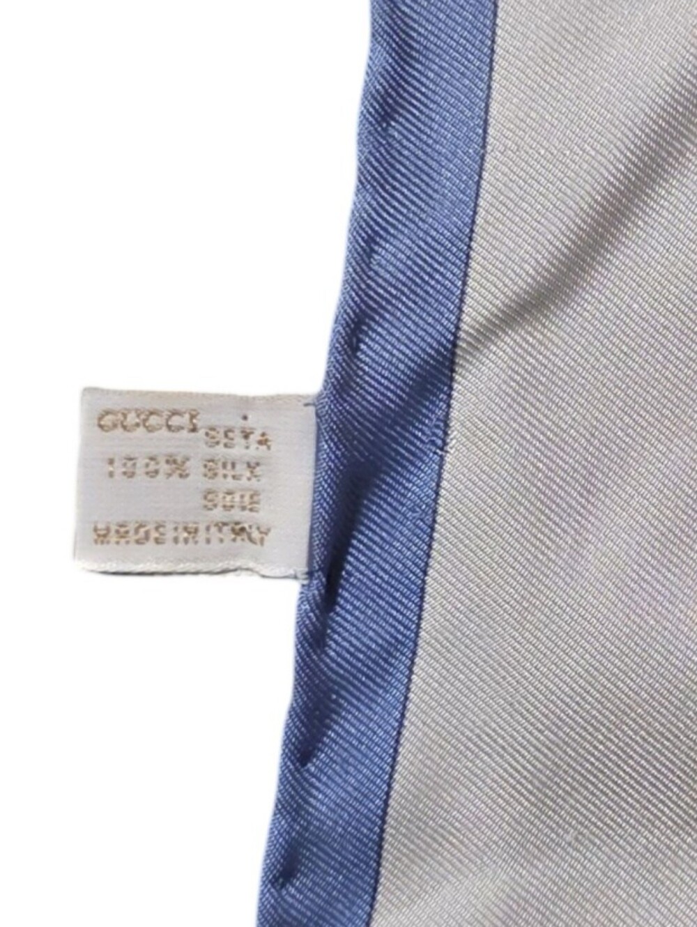 GUCCI Silk-Feel Decorative Chain Print Scarf - White, Yellow, Blue - Picture 6 of 6